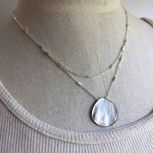 Abalone Shell -Double silver Chain Necklace